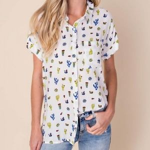 Kori Tops - Cactus Print Button Down Kori Tops - Cactus Print Button Down